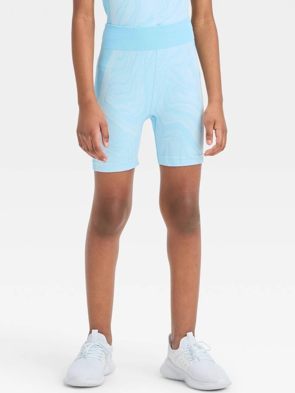 all in motion Light Blue Seamless Bike Shorts, Girls Size M(8)